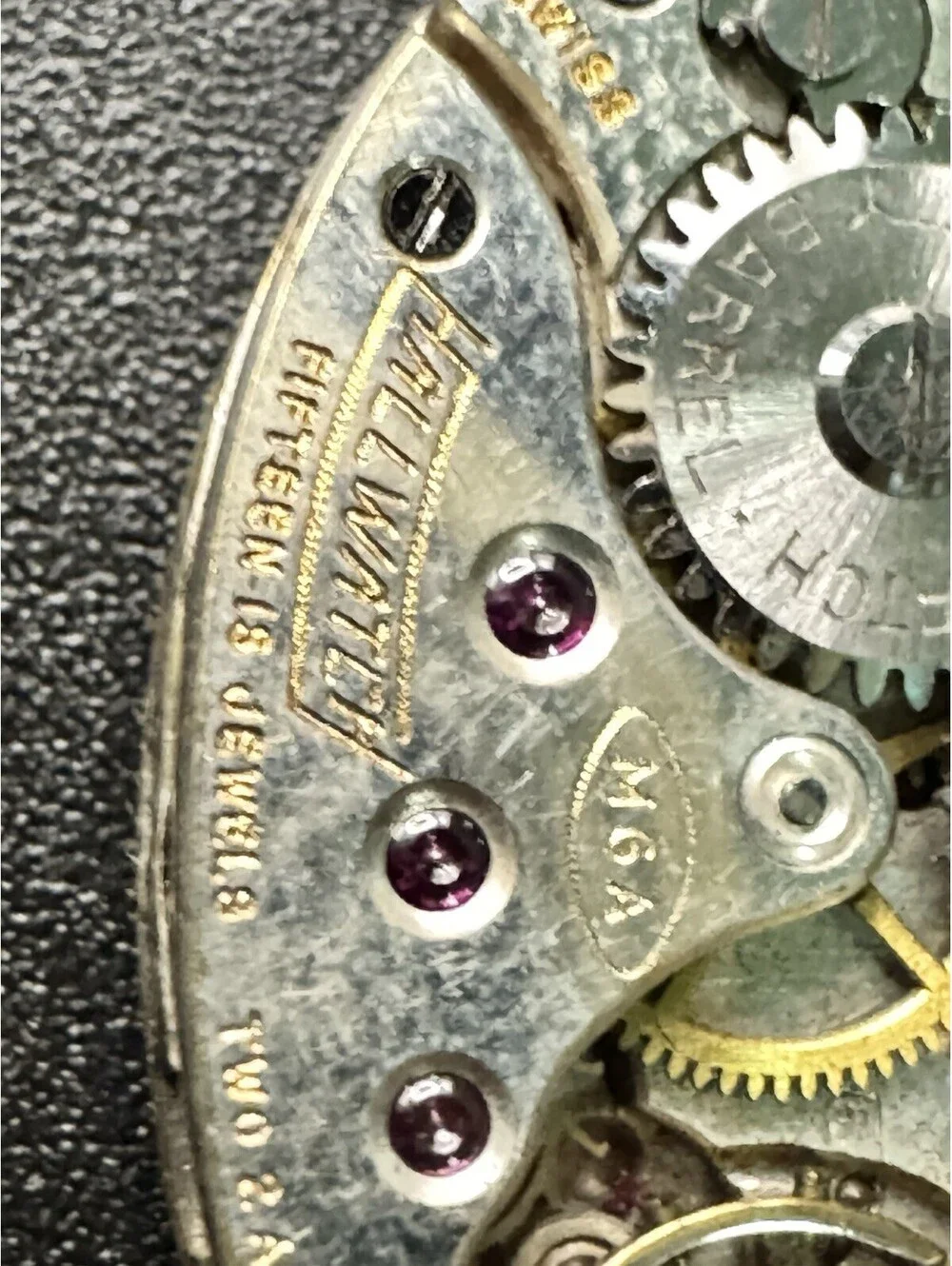 Vintage Hallmark Watch Co 15 Jewels M6A Oval Watch Movement Blue Cabochon Crown